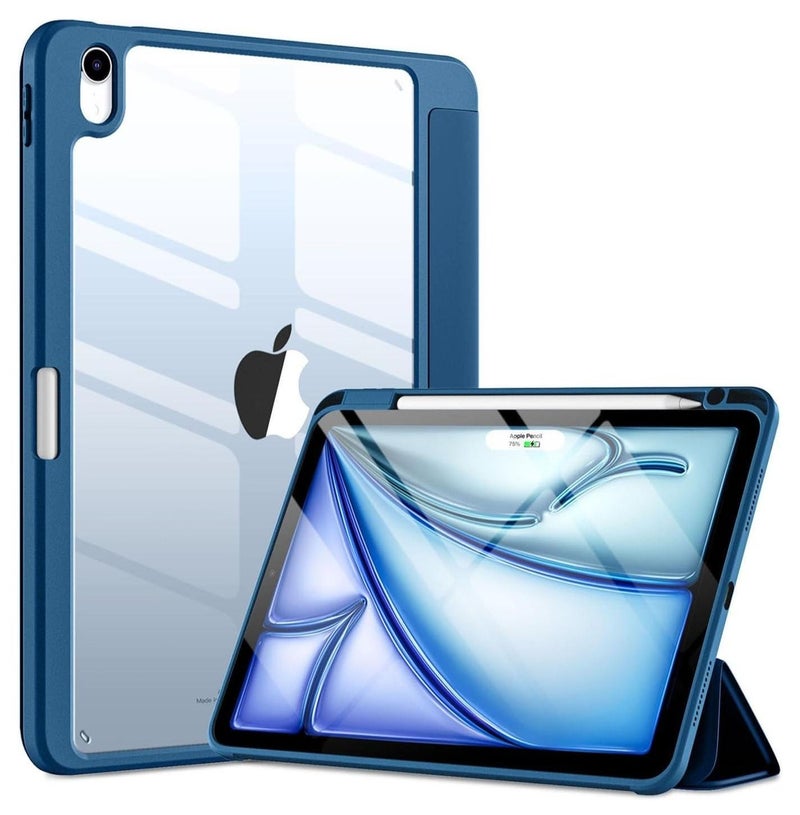 إيفو جراب أيباد اير الجيل السادس ، جراب أيباد اير 11 بوصة، شفافة بالكامل، غطاء شفاف، متوافق مع قلم أبل 2، شحن لاسلكي، حامل ثلاثي الطيات، خاصية النوم - Image 2